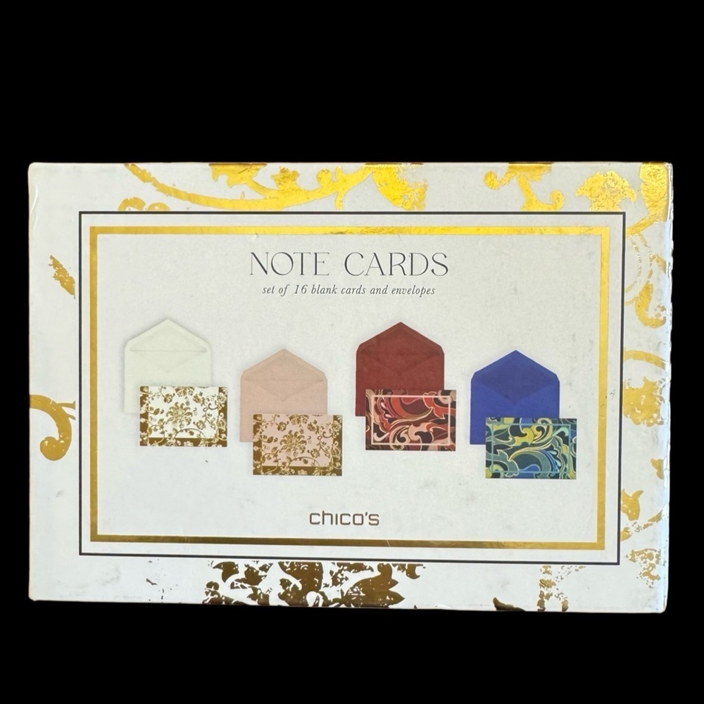 Chicos Blank Note Cards Embossed Logo Cards Envelopes Rose Smoke 16 Pack NEW